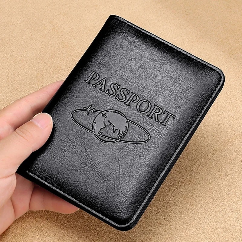Leather Passport Cover - Unisex ปกหนังสือเดินทางหนังแท้ RFID Blocking ผู้ชายผู้ถือหนังสือเดินทาง ID